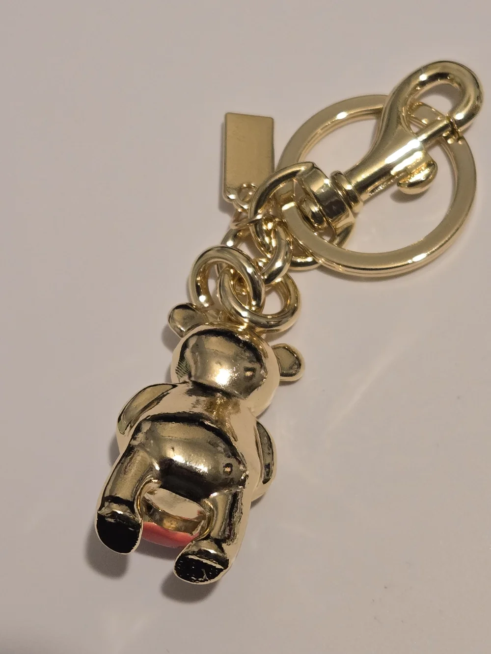 Gold Bear Keychain with Pink & Purple Flower Accent